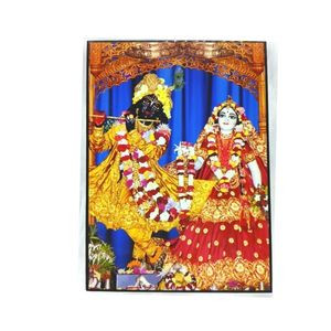Radha Krishna Iskcon Photo Frame for Wall & Table Decoration (7x5 inches) (Red)