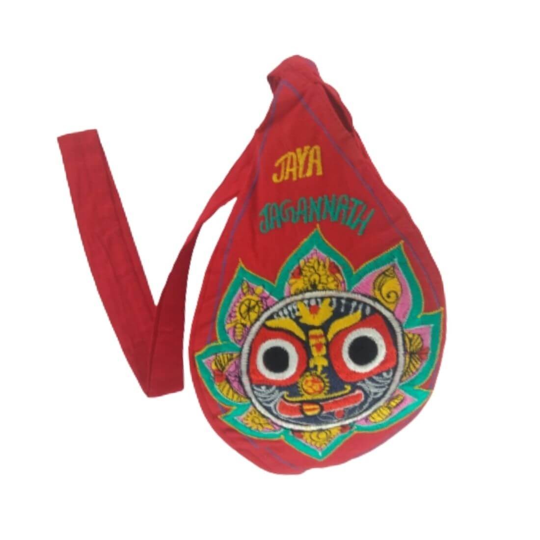 MAYAPURI Traditional Jay Jagannath Embroidery Japa Bag/Chanting/Beads Bag (Red)