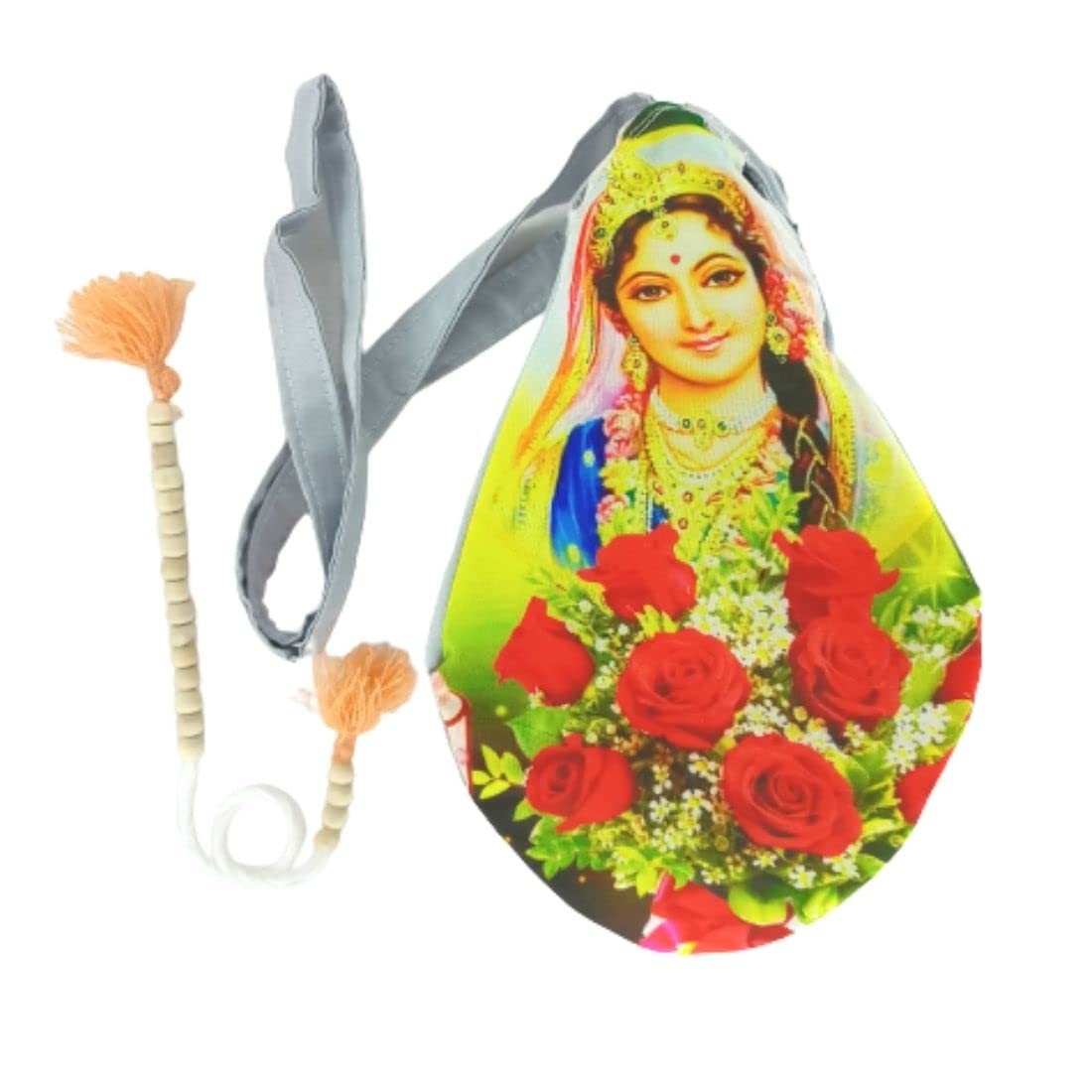 MAYAPURI MATA Printed Beads Bag/Chanting Bag with Sakshi Mala Counter