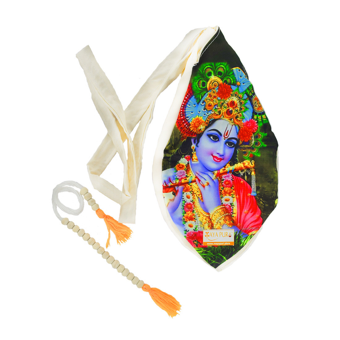 Lord Krishna Printed Chanting Bag/Japa Mala Bag with Sakshi Mala Counter