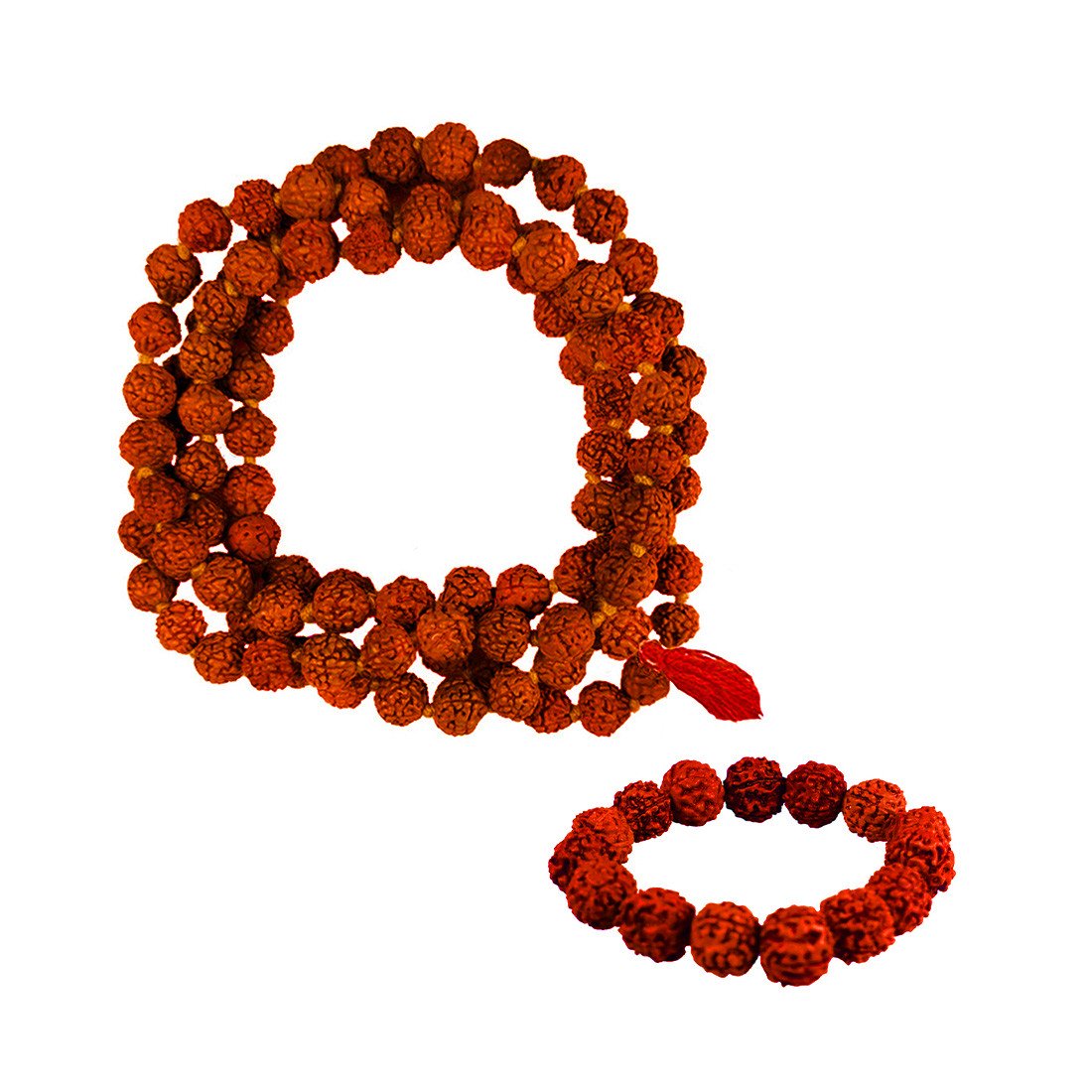 MAYAPURI Rudraksh Japa Mala 108+1 Beads With Rudraksh Bracelet Combo Pack