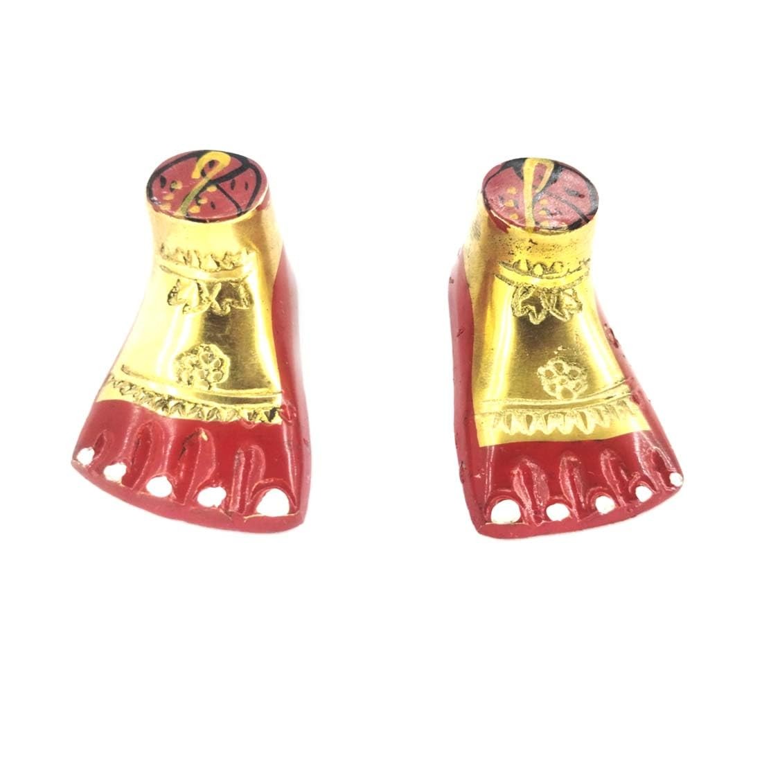 MAYAPURI Pital Tara Pith/Jay Bhavani Brass Feet, Maa Kali Charan, Brass (1 Pair)