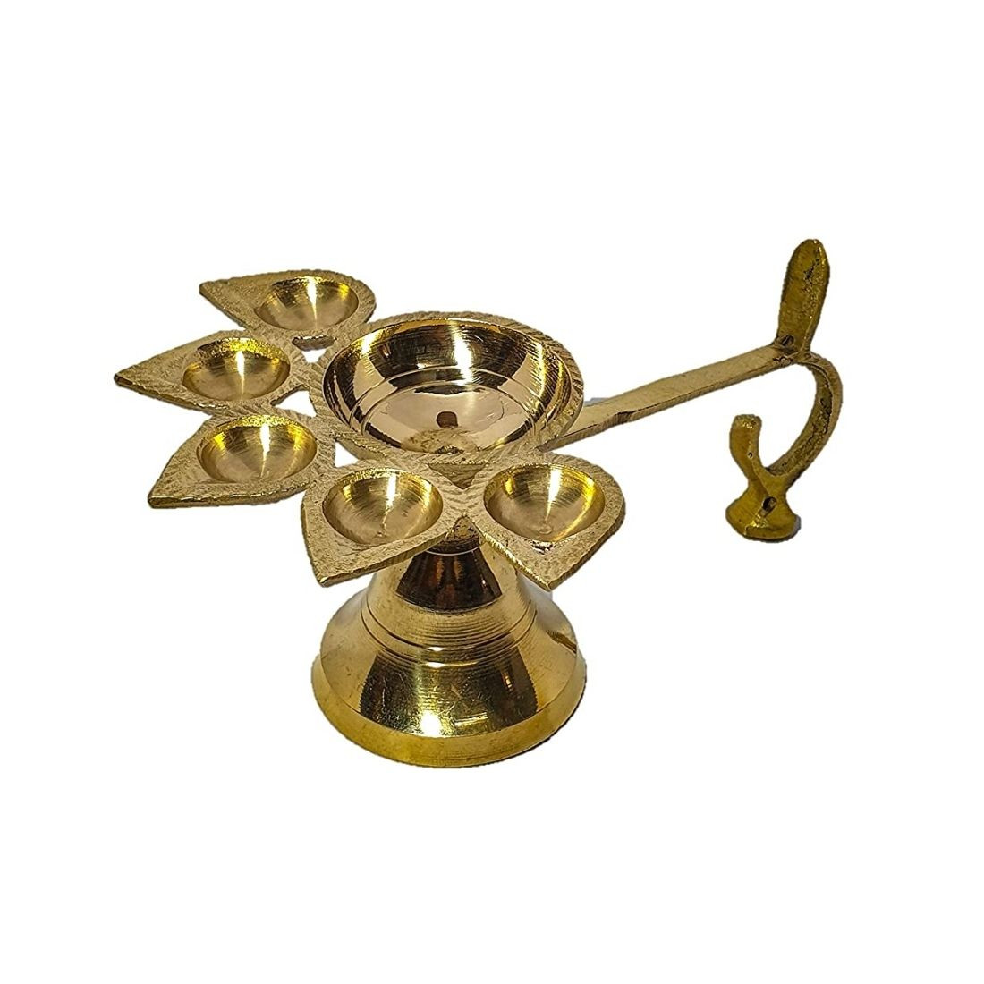 MAYAPURI Brass Pancha Pradip or Pancharti Diya Oil Lamp/Panch Aarti Jyoti Diya