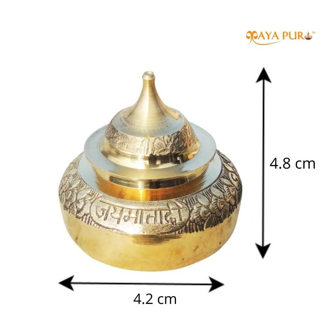 MAYAPURI Handmade Sindoor Dibbi/Kumkum/Golden Sindur Box, Round (4.2X4.2X4.8 cm)
