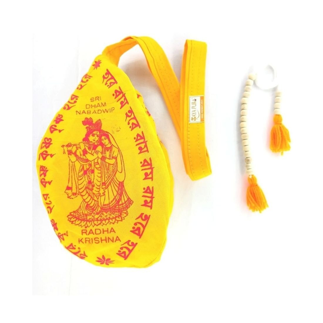 MAYAPURI Cotton Chanting Bag/Japa Bag/Beads Bag with Sakshi Mala Counter (Yellow)