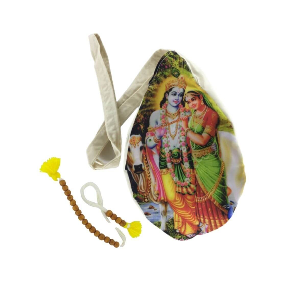 Radha Krishna Printed Japa Mala Bag/Chanting Bag with Sakshi Mala Counter