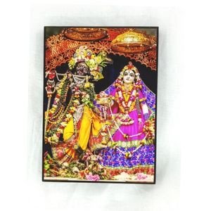 Radha Krishna Iskcon Photo Frame for Wall & Table Decoration (7x5 inches)(Black)